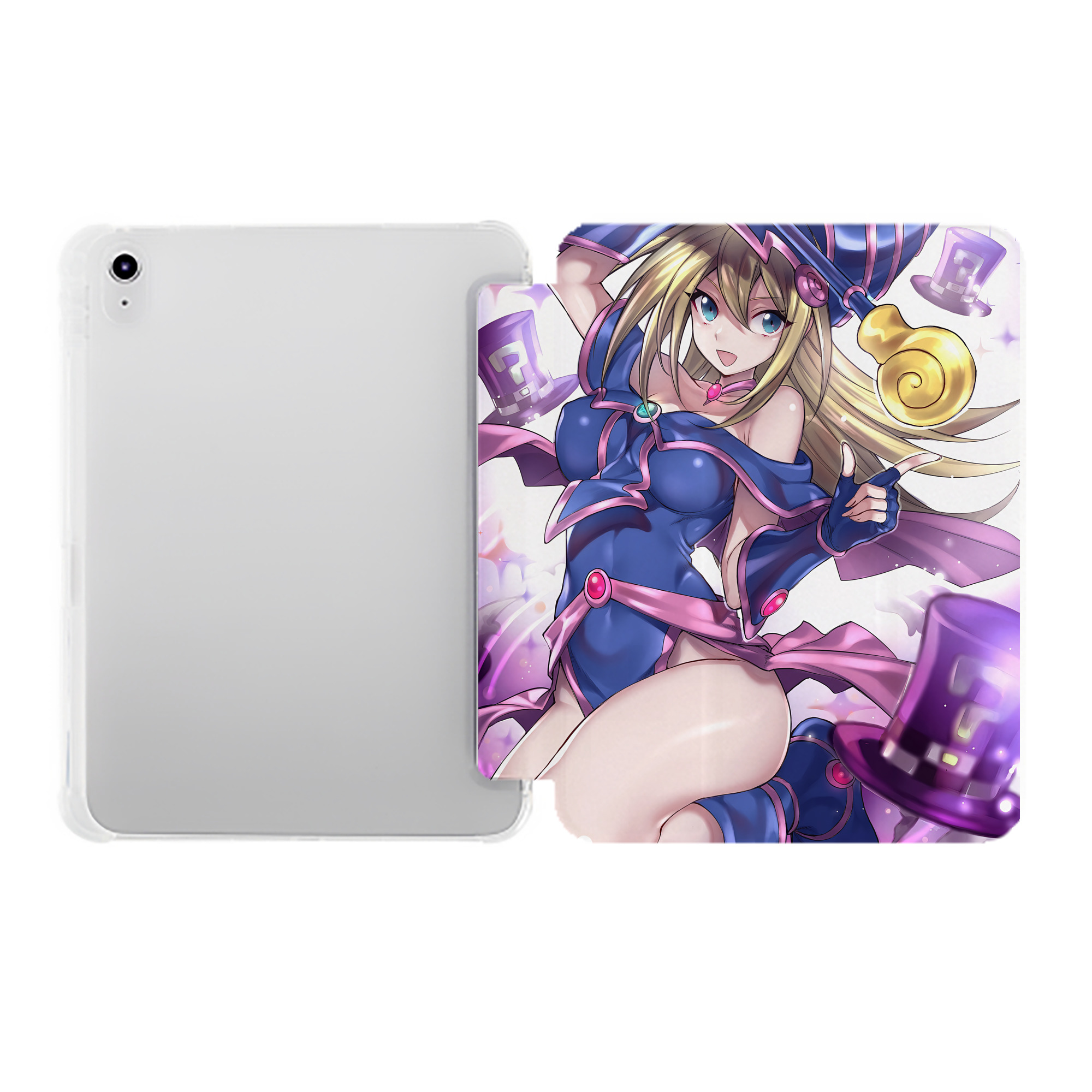 （画像用） 遊☆戯☆王 Yu-Gi-Oh! IPad ケース ペン収納付き 三つ折りスタンド PUレザー×シリコン 対応機種9.5/10.5/10.9インチ